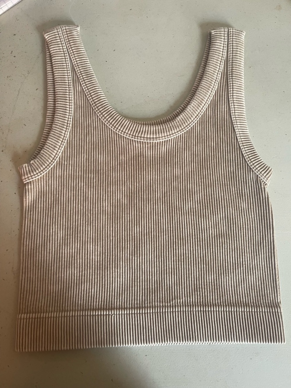 Ribbed Scoop Neck Tank Top - Ash Mocha